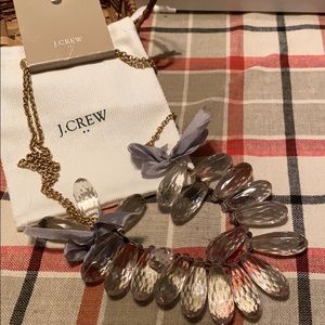 J. Crew necklace with large sparkles and grey bows